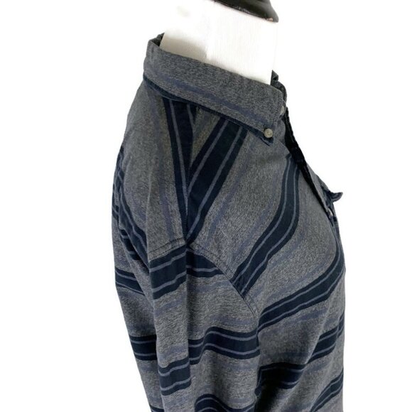 J. Crew Men's S Small Button Down Shirt "Workshirt" Striped Gray Blue Cotton - Picture 4 of 7